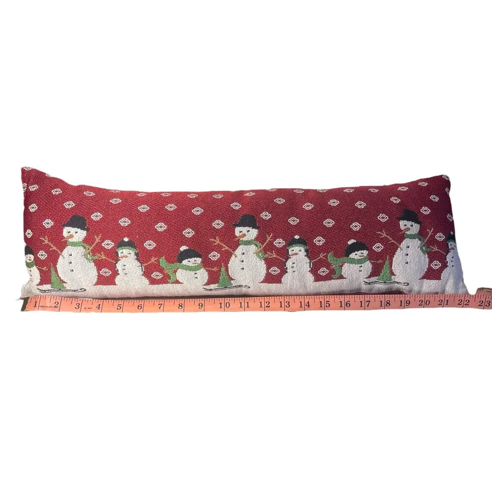 Red Snowman‎ Tapestry Pillow Lumbar Decorative Size 22x5 Holiday Christmas